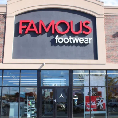 Exterior shot of Famous Footwear store.